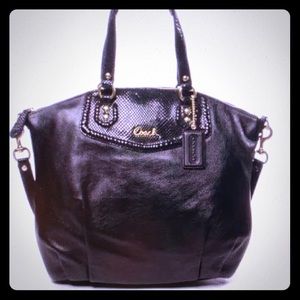 COACH Ashley Black Leather Large Handbag Satchel